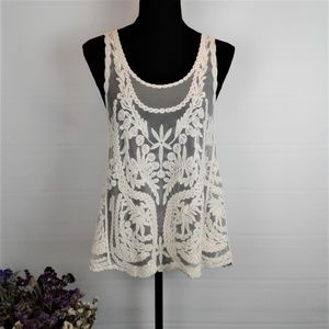Nabu sheer lace tank top